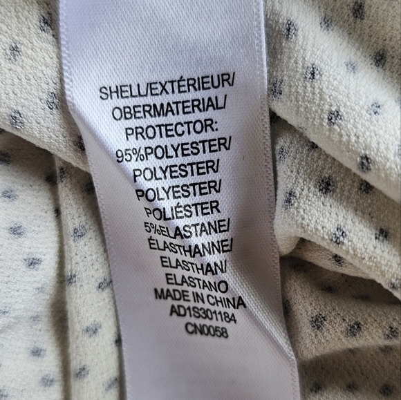 NWOT Adrianna Papell white polka dot long-sleeve self-tie stretchy blouse Size M - Picture 6 of 6